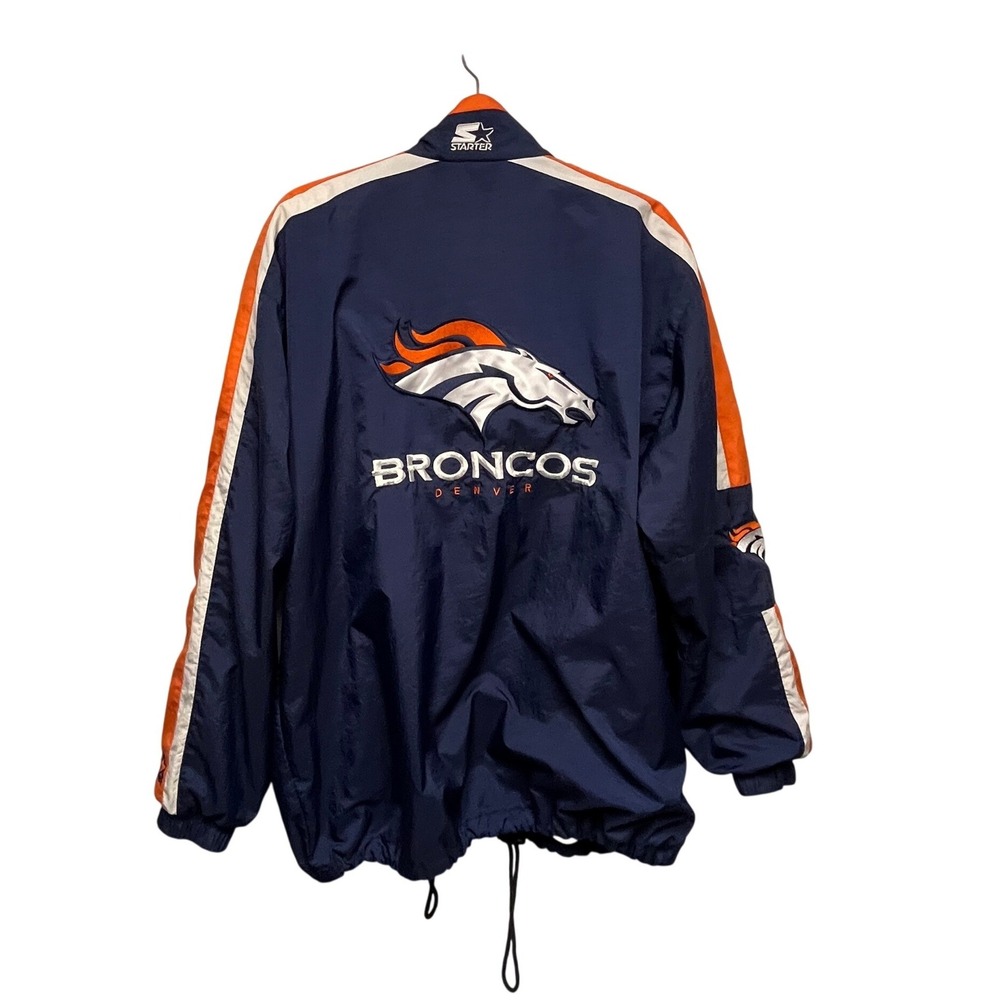 Vintage Starter Denver Broncos Windbreaker‎ Jacket Mens Large Navy Blue NFL Zip